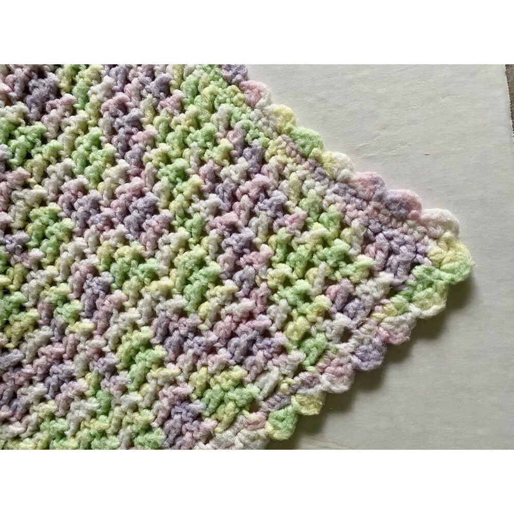 Beautiful New Handmade Crochet Baby Blanket/Afghan Lavender Mint Green 42x42